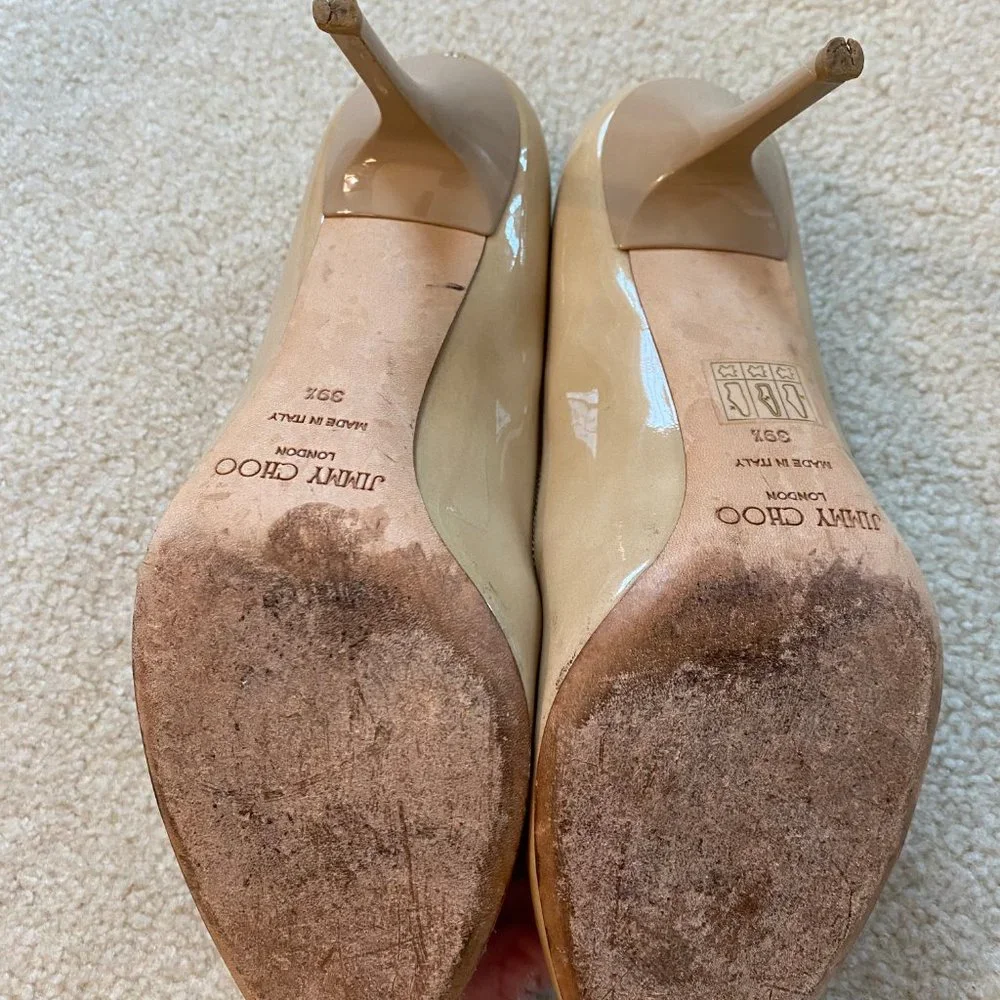 Jimmy Choo Beige Patent Leather Pumps - size 39.5 - Picture 2 of 4
